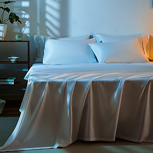 Nobildonna Bettwäscheset für Doppelbett, doppeltes Material und doppelseitiges Design, 38,1 cm tiefe Tasche, atmungsaktiv und kühlend, gebürstete Mikrofaser, 4-teilig Cover