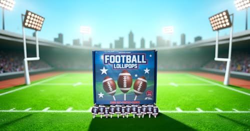 Football Lollipops Candy 20 Pack, Game Day Party Favors, Tailgate Snacks, Sports Party Supplies, Strawberry Flavor