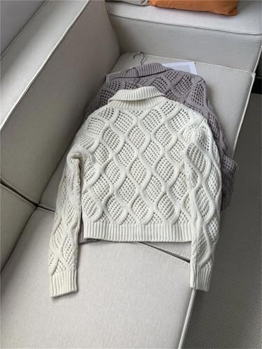 Women's Hollow Out Sequined Cardigan Sweater Long Sleeved Lapel Solid Cashmere Knitted Top3