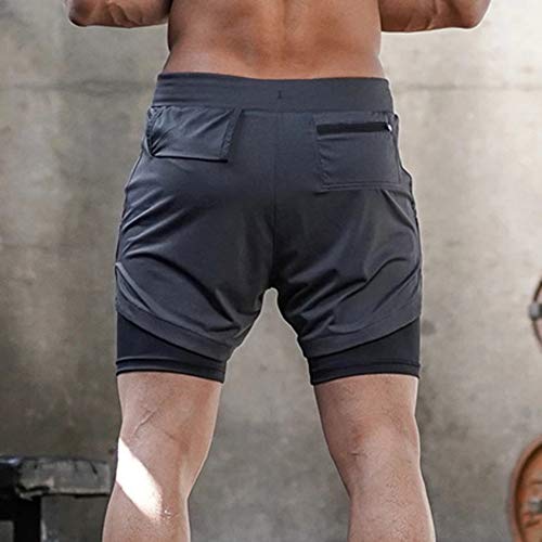 Detalhes de bolsos Benkeg – shorts esportivos masculinos com duas camadas e bolsos para toalha, cord