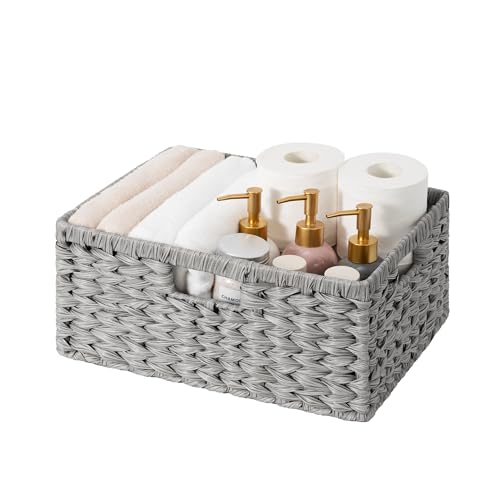 GRANNY SAYS Wicker Storage Baskets for Shelves, Wicker Baskets, Gray,1-Pack