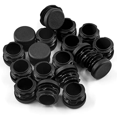 Image of Jiozermi 24 Pcs 3 /4 inch Round Plastic Plug, Black Round Plastic End Cap Furniture Finishing Plug for Pipe Post, Chairs and Furniture