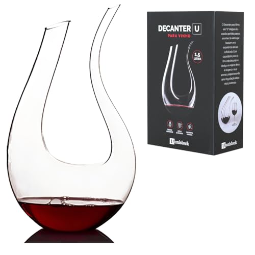 Decanter De Cristal Em U 1500ml Aerador Para Vinhos Decantador