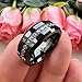 TUTISS 8mm Black Tungsten Rings for Men Women Couple Eternity Anniversary Engagement Wedding Bands Fashion Jewelry CZ Stone Inlay Beveled Polished Shiny Comfort Fit Size 10.5