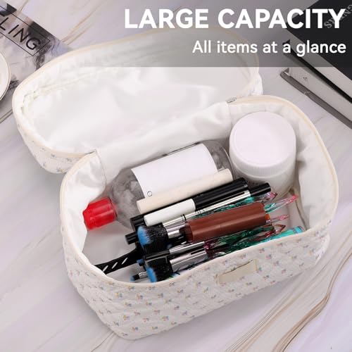 3PCS Makeup Bag Cosmetic Bag for Women,Cotton Large Travel Makeup Organizer Bag,Toiletry Bag for Women for Toiletries Accessories Brushes2