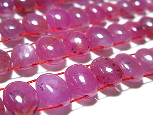 LKBEADS AAA-Pink Ruby Smooth Oval Two Side Drilled Briolettes-7" Strand -Stones measure- 7x5-9x6mm