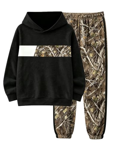 Image of Boys Clothes Boy Outfits 2-Piece Long Sleeve Hoodie and Camouflage Pants Boys Fall Winter Clothes for 6-16 Years