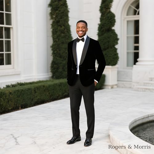 Rogers & Morris Velvet Tuxedo Jacket for Men Solid Shawl Lapel Terciopelo Chaqueta de Esmoquin4