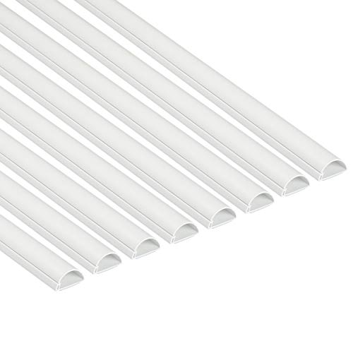 D-Line Half Round Cord Hider, Patented Cable Cover, Hide TV Wall Mount Wires, Raceway for Cords, Decorative Wire Covers, Paintable, Adhesive Cable Concealer - 8X 1.18in W x 0.59in H x 39in L - White
