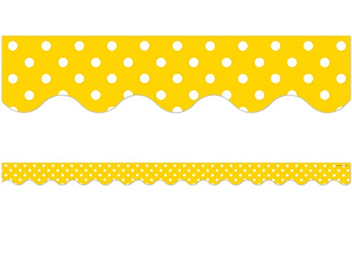 Teacher Created Resources Yellow Polka Dots Scalloped Border Trim (4668)