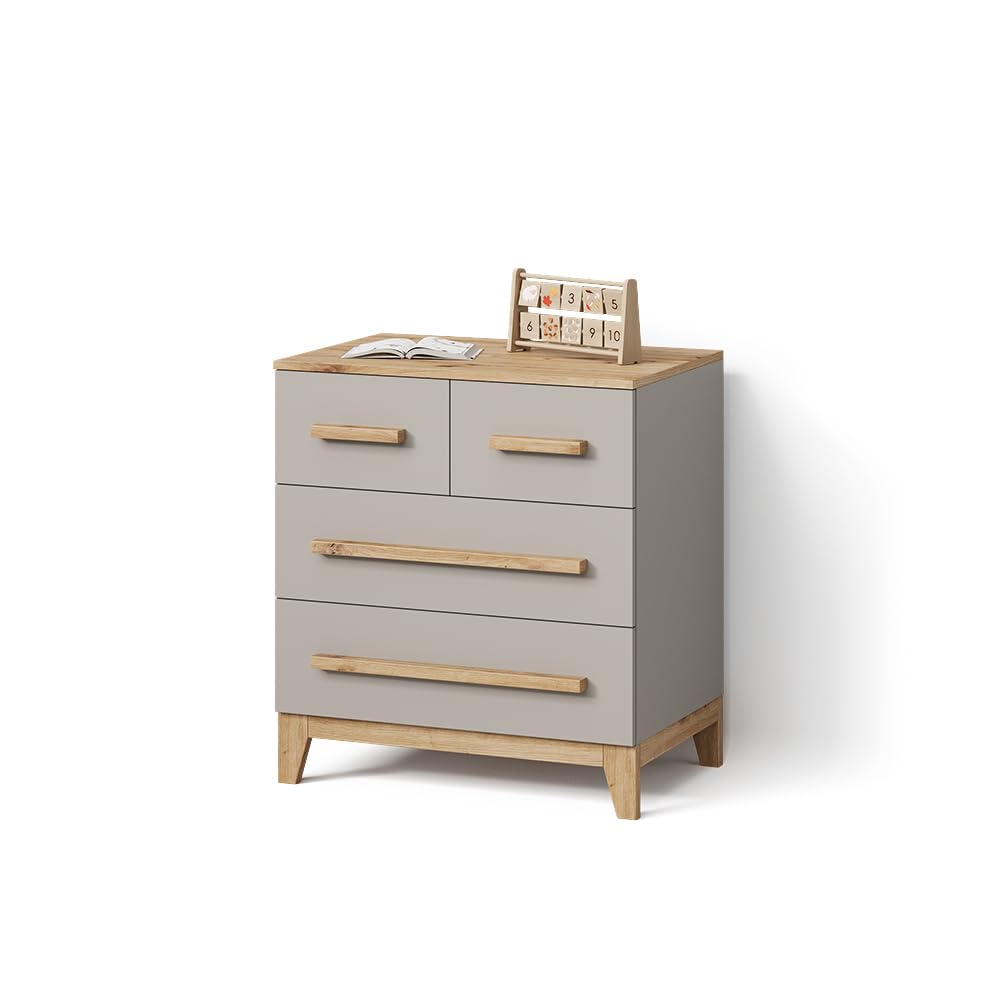 Cómoda de 4 cajones Mailo mueble de almacenamiento cachemira para dormitorio de 80x88 cm
