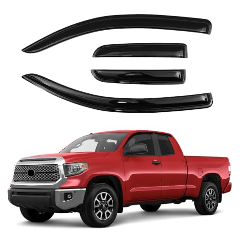 Image of Canvcle Tundra Rain Guards - Window Visors for Toyota Tundra Extended Cab 2007-2021, Outside-Mount Tape-On Side Window Wind Deflectors for Tundra Accessories, Vent Visors Shades Rainproof Black 4PCS