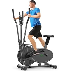 Crosstrainer,Crosstrainer für zuhause Neezee Qualitätsunternehmen Pro 2-in-1 Elliptisch Hometrainer mit Magnetwiderstand, Sitz, Smart LCD-Display Leichtes Verstauen Transportrollen bis 120kg
