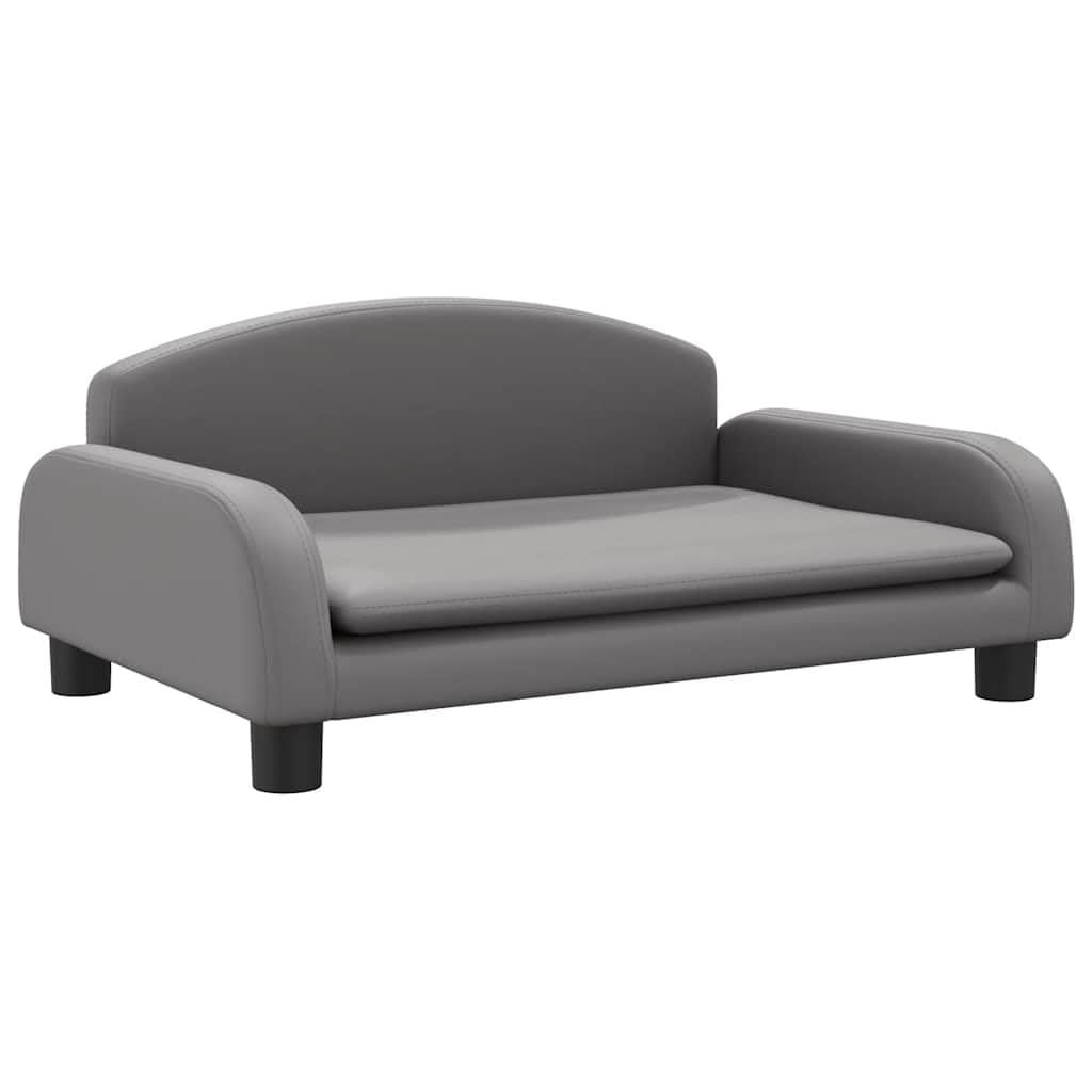 vidaXL Cama para Perros de Cuero sintético Gris 70x45x30 cm, sofá para Perros, Cama para Cachorros, Asiento para Perros, sofá para Mascota