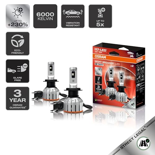 Osram NIGHT BREAKER LED START H7, LED-Fern- und Abblendlicht mit Straßenzulassung, bis zu 230% mehr Helligkeit, 6000 K, 12 V – Ansicht 3