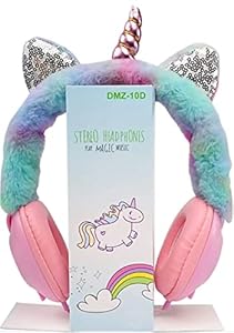 Hi-Que Magical Unicorn Themed Fur Headphone for Kids || Unicorn Headphone for Girls Wired Headphone 3.5 mm Plug Type/Jack