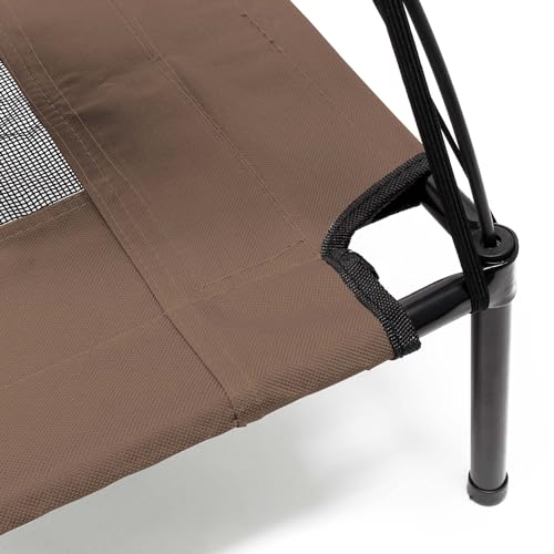 Wiltec Hundebett mit Dach Braun 91 x 76 x 16 cm Größe L bis 35 kg Outdoor Katzenliege Haustier Schlafplatz Sonnendach