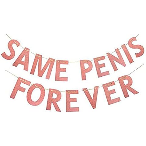 Yueshop Wedding Hen Party Bunting Banner Same penis forever Garland Photo Props Hanging Sign Bridal Shower Party Decor (Rose Gold) Cover
