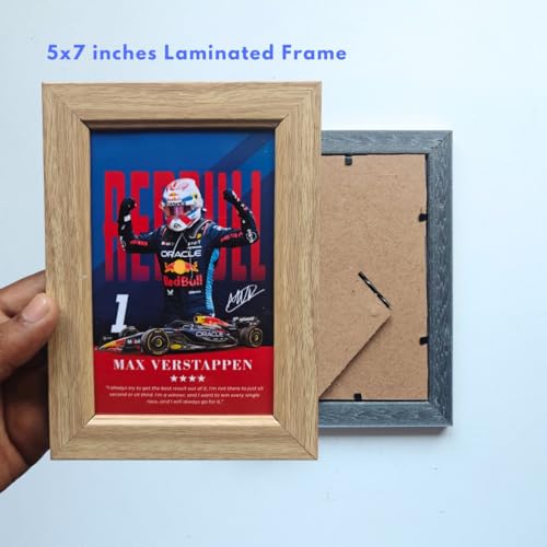 Image of TenorArts Max Verstappen F1 Gift Box Merchandise for Fans - 5x7 Inches Laminated Photo Frame,1 Keychain, 1 Badge, 4 4x6 inches Posters, 10 Multi sized F1 Stickers - 5 items in 1 Box | Perfect for Gifting F1 Fans