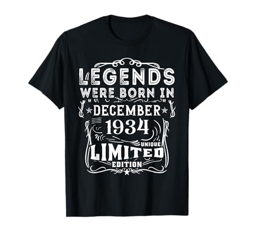 Cumpleaños Diciembre 1934 Edición Limitada Regalo Vintage Camiseta