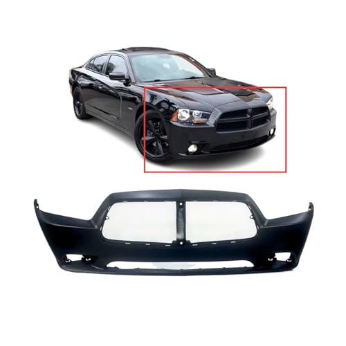 Image of FitParts Compatible with Dodge Charger 2011-2014 Front Bumper Cover | Primed, With Fog Light Holes, With Parking Sensor Holes, Sedan, Ready to Paint, OEM 68092597AA, CH1000993