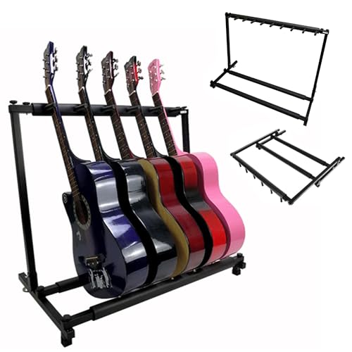 JEMUON Soporte para Guitarra, Soporte de 5 Espacio Guitarra Universal Plegable, Soporte de Guitarra para...