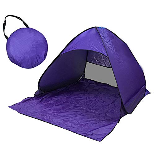MISSMAO_FASHION2019 Strandmuschel-Extra Light Automatisches Strandzelt mit Reißverschlusstür und UV-Schutz Schutzfaktor 50+ Sonnenschutz für 1-3 Personen Lila Einheitsgröße Cover