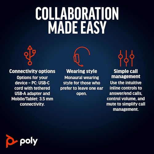 HP Poly Blackwire 5220 USB C Stéréo + Connexion 3.5 mm + Adaptateur USB CA Bulk - vue 3