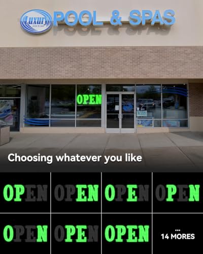 Image of Open Sign for Business 48 inch x 17 inch, Smart Extra Large LED Open Sign with Bluetooth APP Timer & Remote, Dimmable 14 Modes for High-Visibility Storefront Window Green