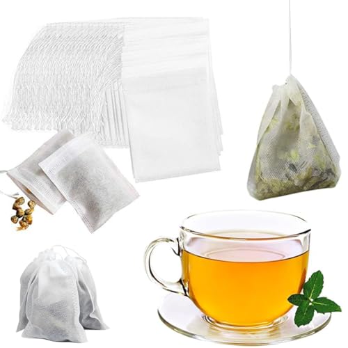 QOWUXHZ 200 Piezas Bolsas De Te Bolsos De Té Desechables Filtros De Té Desechables Con Cuerda De Extracción Bolsos De Té Vacíos Filtros De Té Sazonados Especias Vainilla Lavanda Café 7X9Cm