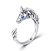 Produktbild FOREVER QUEEN Damen Ring mit Einhorn-Motiv 925 Sterling Silber verstellbar offene Ringe für Frauen Mädchen Geburtstagsgeschenk Schmuckschatulle verpackt