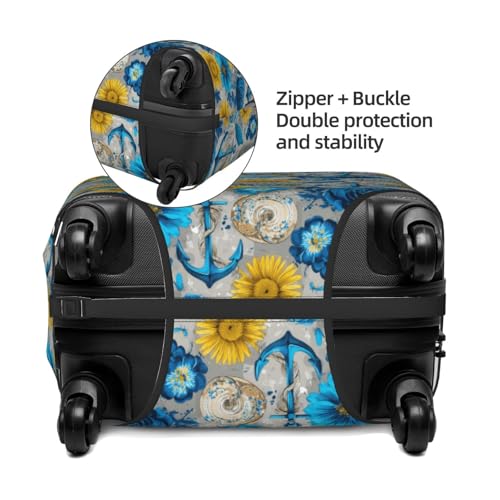 Luggage Cover Protector - Sunflower Blue Anchor Print Suitcase Covers for Luggage Fit 18-21 Inch Suitcase3