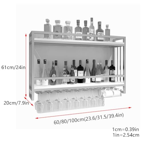 Étagère à vin murale en métal moderne avec support verre à pied pour cuisine et bar