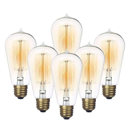 Jslinter 6-Pack Edison Light Bulb, Warm White...