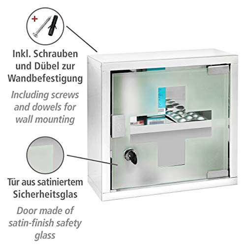 WENKO Chest-Medicine Cabinet, Lockable, Stainless steel, Silver Shiny, 12 x 25 x 25 cm WENKO Chest-Medicine Cabinet, Lockable, Stainless steel, Silver Shiny, 12 x 25 x 25 cm