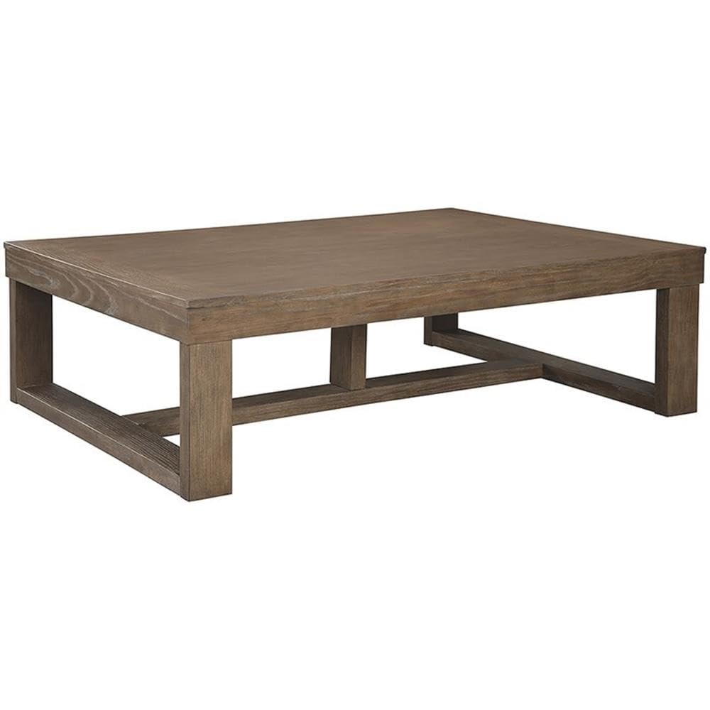 BOWERY HILL Modern Coffee Table 56 W x 42 D x 16 88 H Ash Veneers and Engineered