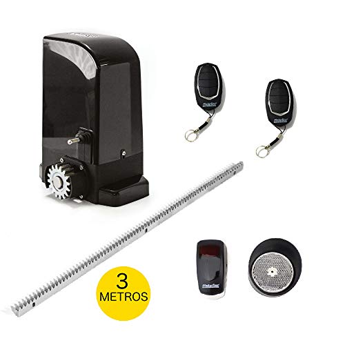 Kit complet MOTORLINE 500 Bravo  Moteur coulissant professionnel pour portes et ARC2 coulissantes jusqu'à 500 kg de poids, avec accessoires de qualité professionnelle et manuel en espagnol.