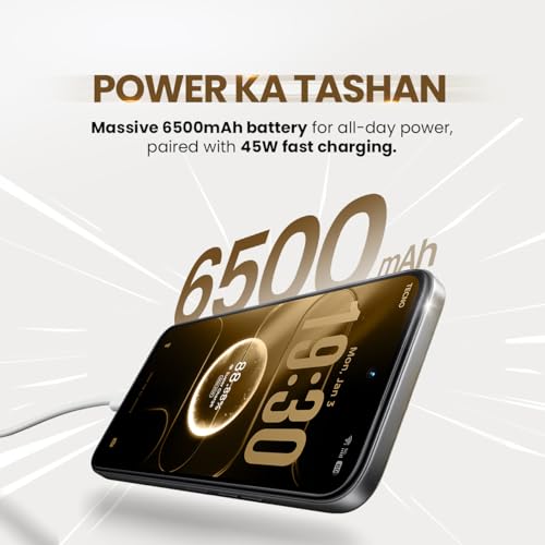 Image of Spark 50 5G (Ink Black, 6GB+128GB) | 6500mAh Battery + 45W Fast Charger | Upto 18GB* RAM | MIL-STD 810H Protection | Fastest 8X Network Speed* with URSP | 120Hz Smooth Display | AI Flash Snap
