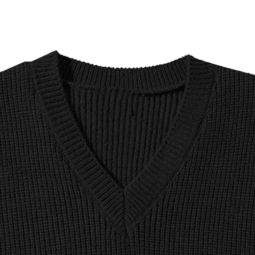 Men's Slim Fit Casual Knitted Sweater V-Neck Knit Solid Sleeveless Pullover Cable Knitted Sweater Vest2