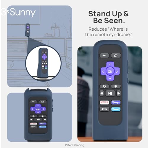 Image of GripStand by 73&Sunny Silicone Remote Cover for Roku Voice, Stand Up Design, Enhanced Grip, Compatible with TV Streaming Stick Plus 2025 4K /HD /HDR, Fits AirTag & Tile Mate, Slate Ocean