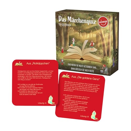 Winkee - Märchen Quiz | Verblüffendes Kartenspiel | Wie märchenfest bist du? | Wissensspiel | Spiel für Erwachsene | Quiz Karten mit Fragen