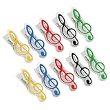 Angoily 10pcs Music Note Clips Colorful Sheet Music Holder Clips for Office Stationery for Musicians Teachers and Students
