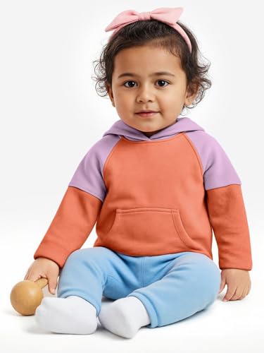 Image of The Souled Store Solids: Pink, Purple (Colourblock) Girls Cotton Hoodies