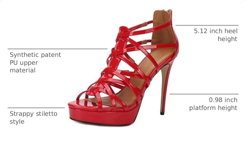 Image of MAIERNISI JESSI Unisex Men's Women's Platform High Heel Sandals, Strappy Gladiator Style, Stiletto Heel with Zipper Closure