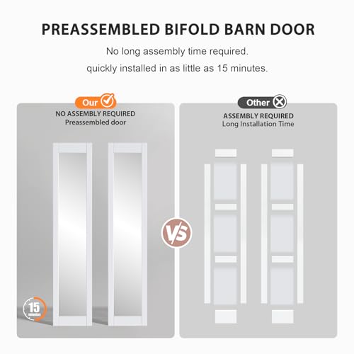 Image of FREDBECK Bifold Mirrored Barn Door for 30x80 Opening,Interior Folding Doors