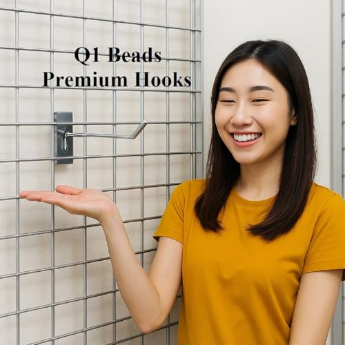 Image of Q1 Beads 12 Pcs 8 inch Stainless Steel Gridwall Panel /Mesh /Jali /Grid Display Hook Hanger for Showroom, Mobile Shops,Supermarket Hanging in Garment & Grocery Shops etc.(Chrome) (8 inches)