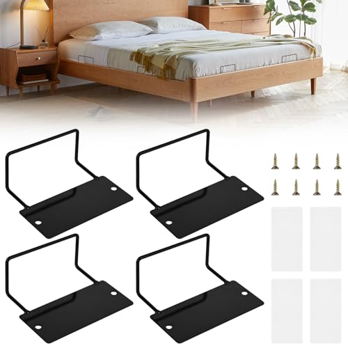 Rzspher 4 soportes para colchón, soporte para colchón antideslizamiento, con cinta adhesiva de doble cara y tornillos para paneles de cama macizos, tatami, camas flotantes