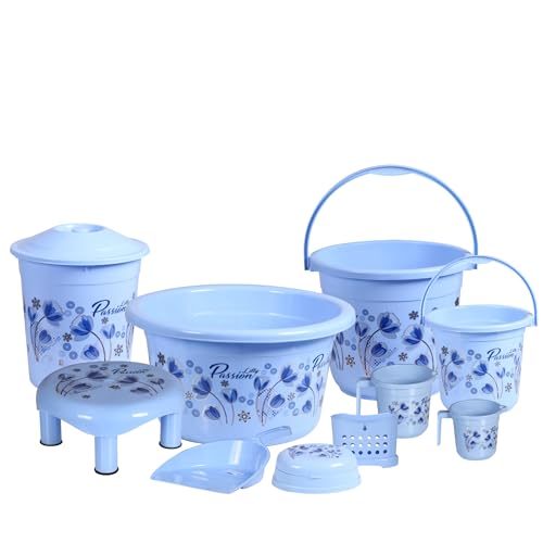 Novelty Store Plastic Bathroom Accessory Set 10 Pieces , Blue