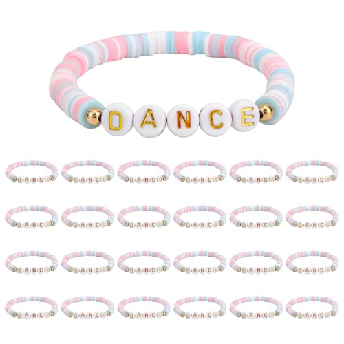 Mikovivi 24uds Pulseras Baile Arcilla Polimérica, Pulseras Elásticas con...