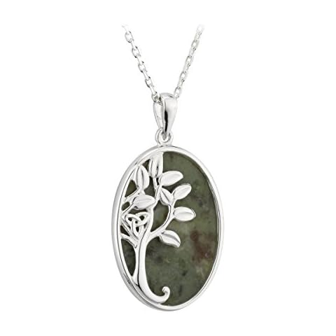 Connemara Marble Tree of Life Pendant Sterling Silver Irish Made Cover